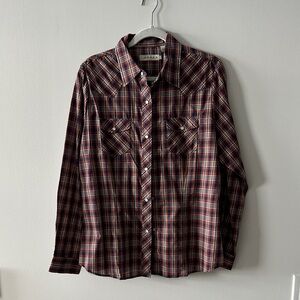 Roper Men's Plaid Button-Down Shirt - Red and Blue